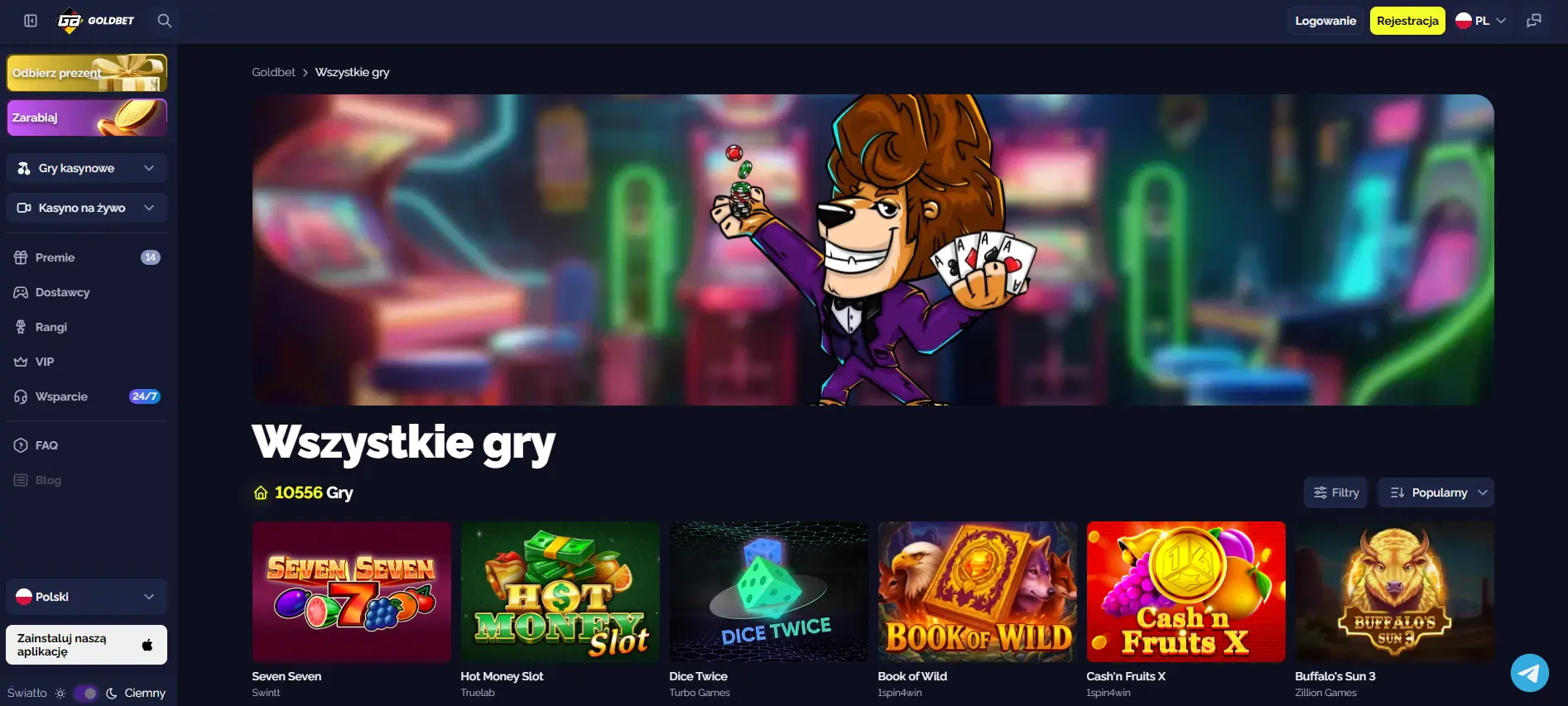 Profil Goldbet Casino: operator z Kostaryki, zezwolenie z Komorów i cztery segmenty oferty